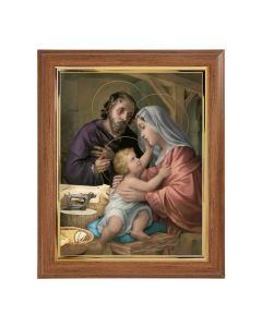10" x 12" Walnut Frame with Gold Inside Lip and a 8" x 10" Holy Family Print