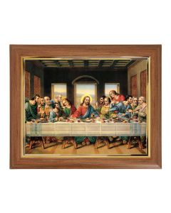 10" x 12" Walnut Frame with Gold Inside Lip and a 8" x 10" Last Supper Print