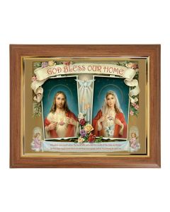 10" x 12" Walnut Frame with Gold Inside Lip and a 8" x 10" House Blessing-SHJ-IHM Print
