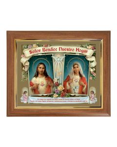 10" x 12" Walnut Frame with Gold Inside Lip and House Blessing-SHJ-IHM Print in Spanish