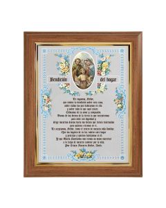 10" x 12" Walnut Frame with Gold Inside Lip and a 8" x 10" A House Blessing (Spanish) with the Holy Family Print