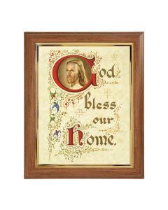 10" x 12" Walnut Frame with Gold Inside Lip and a 8" x 10" House Blessing - Christ Print