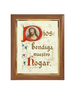 10" x 12" Walnut Frame with Gold Inside Lip and a 8" x 10" House Blessing (Spanish) Print