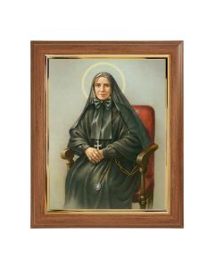 10" x 12" Walnut Frame with Gold Inside Lip and a 8" x 10" St. Frances Xavier Cabrini Print