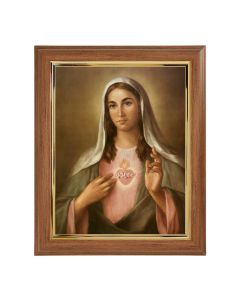 10" x 12" Walnut Frame with Gold Inside Lip and a 8" x 10" Immaculate Heart of Mary Print