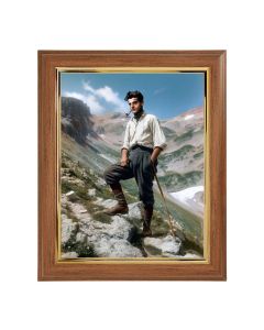 10" x 12" Walnut Frame with Gold Inside Lip and a 8" x 10" St. Pier Giorgio Frassati Print