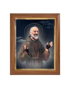 10" x 12" Walnut Frame with Gold Inside Lip and a 8" x 10" Saint Pio Print