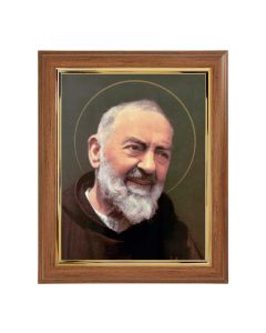 10" x 12" Walnut Frame with Gold Inside Lip and a 8" x 10" St. Pio Print