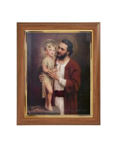 10" x 12" Walnut Frame with Gold Inside Lip and a 8" x 10" Chambers: St. Joseph with Jesus Print