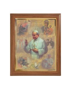 10" x 12" Walnut Frame with Gold Inside Lip and a 8" x 10" St. John Paul II Print