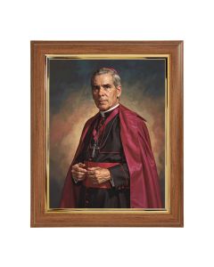 10" x 12" Walnut Frame with Gold Inside Lip and a 8" x 10" Archbishop Fulton Sheen Print