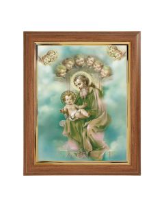 10" x 12" Walnut Frame with Gold Inside Lip and a 8" x 10" St. Joseph andChild Enthroned Print