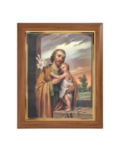 10" x 12" Walnut Frame with Gold Inside Lip and a 8" x 10" Saint Joseph Print