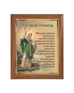 10" x 12" Walnut Frame with Gold Inside Lip and a 8" x 10" St. Patrick with Irish Blessing Print