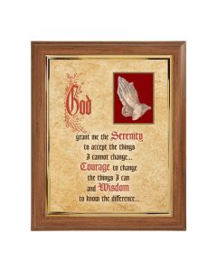10" x 12" Walnut Frame with Gold Inside Lip and a 8" x 10" Serenity with Praying Hands Print