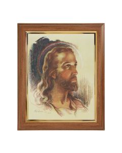 10" x 12" Walnut Frame with Gold Inside Lip and a 8" x 10" Sallman: Head of Christ Print