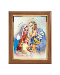 10" x 12" Walnut Frame with Gold Inside Lip and a 8" x 10"  Holy Family Print