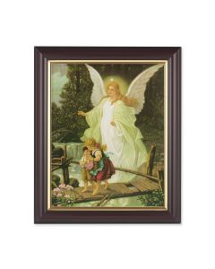 10" x 12" Walnut Frame with Gold Inside Lip and a 8" x 10" Guardian Angel Print