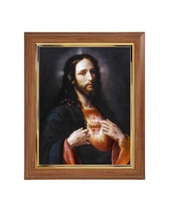 10" x 12" Walnut Frame with Gold Inside Lip and a 8" x 10" Ponce: Sacred Heart Print