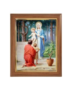 10" x 12" Walnut Frame with Gold Inside Lip and a 8" x 10" Chambers: Holy Family with St. John Print