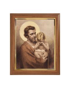 10" x 12" Walnut Frame with Gold Inside Lip and a 8" x 10" St. Joseph with Crying Jesus Print