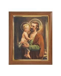 10" x 12" Walnut Frame with Gold Inside Lip and a 8" x 10" St. Joseph with Jesus Print