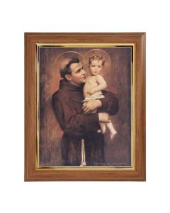 10" x 12" Walnut Frame with Gold Inside Lip and a 8" x 10" St. Anthony with Jesus Print