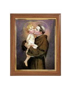 8" x 10" St. Anthony Kissing Jesus Print in a 10" x 12" Walnut Frame with Gold Inside Lip