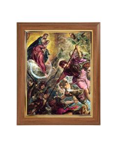 10" x 12" Walnut Frame with Gold Inside Lip and a 8" x 10" Battle of Archangel St. Michael Print