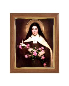 10" x 12" Walnut Frame with Gold Inside Lip and a 8" x 10" St. Therese Print