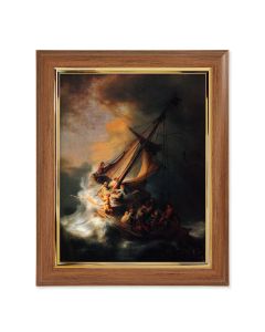 10" x 12" Walnut Frame with Gold Inside Lip and a 8" x 10" Rembrandt - Storm on the Sea of Galilee Print