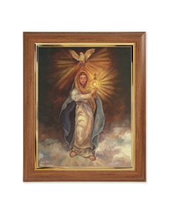 10" x 12" Walnut Frame with Gold Inside Lip and a 8" x 10" Mary with Monstrance Print