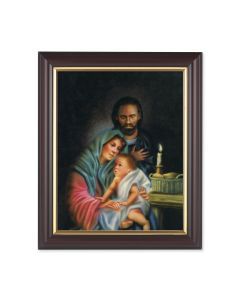 10" x 12" Walnut Frame with Gold Inside Lip and a 8" x 10" Holy Family Print