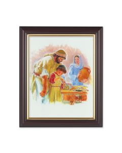 10" x 12" Walnut Frame with Gold Inside Lip and a 8" x 10" Jesus the Carpenter Print