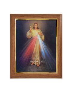 10" x 12" Walnut Frame with Gold Inside Lip and a 8" x 10" Divine Mercy Print