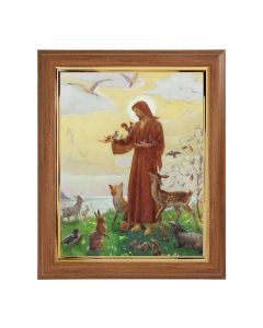 10" x 12" Walnut Frame with Gold Inside Lip and a 8" x 10" St. Francis Print