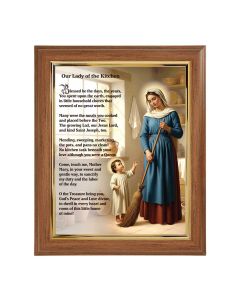 10" x 12" Walnut Frame with Gold Inside Lip and a 8" x 10" Kitchen Madonna with Prayer Print