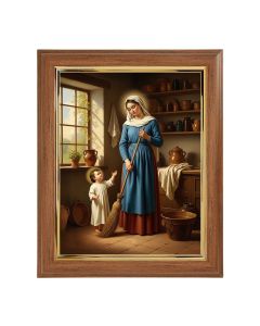 10" x 12" Walnut Frame with Gold Inside Lip and a 8" x 10" Madonna of the Kitchen Print