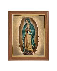 10" x 12" Walnut Frame with Gold Inside Lip and a 8" x 10" Our Lady of Guadalupe Print
