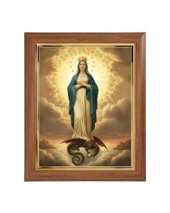 10" x 12" Walnut Frame with Gold Inside Lip and a  8" x 10" Mary Immaculate of The Sun Print
