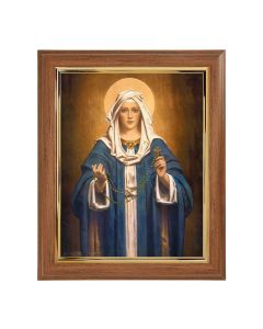 10" x 12" Walnut Frame with Gold Inside Lip and a 8" x 10" Madonna of the Rosary Print