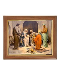 10" x 12" Walnut Frame with Gold Inside Lip and a 8" x 10" Jesus in Agony with Reeds Print