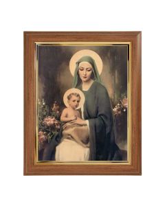 10" x 12" Walnut Frame with Gold Inside Lip and a  8" x 10" Chambers: Madonna and Child Print