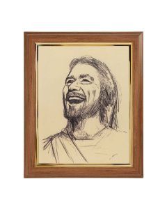 10" x 12" Walnut Frame with Gold Inside Lip and a 8" x 10" Segura: Joyful Christ Print