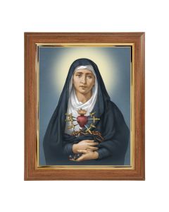 10" x 12" Walnut Frame with Gold Inside Lip and a 8" x 10" Seven Sorrows of Mary Print