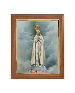 10" x 12" Walnut Frame with Gold Inside Lip and a 8" x 10" Pilgrim Virgin of Fatima Print