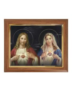 10" x 12" Walnut Frame with Gold Inside Lip and a 8" x 10" The Sacred Hearts Print