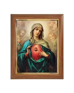 10" x 12" Walnut Frame with Gold Inside Lip and a  8" x 10" Immaculate Heart of Mary Print