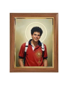 10" x 12" Walnut Frame with Gold Inside Lip and a 8" x 10" Saint Carlo Acutis Print