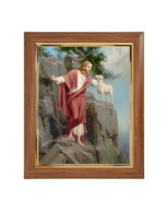 10" x 12" Walnut Frame with Gold Inside Lip and a 8" x 10" Chambers: Christ and The Lost Lamb Print